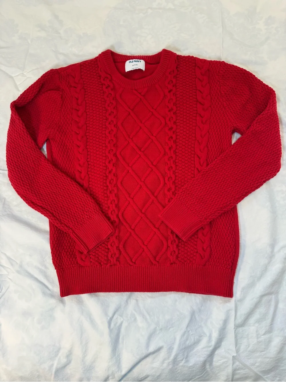 Old Navy Kids Red Cable-Knit Crewneck Sweater